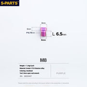 S-PARTS Titanium Hydraulic Hose Bolts for MTB & Road Bikes — Shimano XTR / Ultegra / Dura-Ace & SRAM Road — M8 Oil Hose Screws