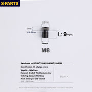 S-PARTS Titanium Hydraulic Hose Bolts for MTB & Road Bikes — Shimano XTR / Ultegra / Dura-Ace & SRAM Road — M8 Oil Hose Screws