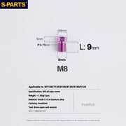 S-PARTS Titanium Hydraulic Hose Bolts for MTB & Road Bikes — Shimano XTR / Ultegra / Dura-Ace & SRAM Road — M8 Oil Hose Screws