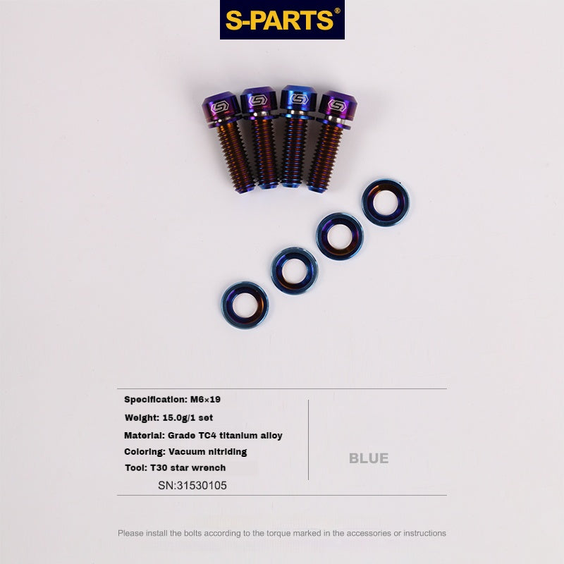 S-PARTS Titanium M6 Step Washer for Hydraulic Disc Brakes — Shimano / SRAM / Magura / Avid / Trickstuff / XT / SLX / XTR / Guide / Code
