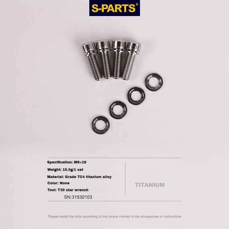 S-PARTS Titanium M6 Step Washer for Hydraulic Disc Brakes — Shimano / SRAM / Magura / Avid / Trickstuff / XT / SLX / XTR / Guide / Code