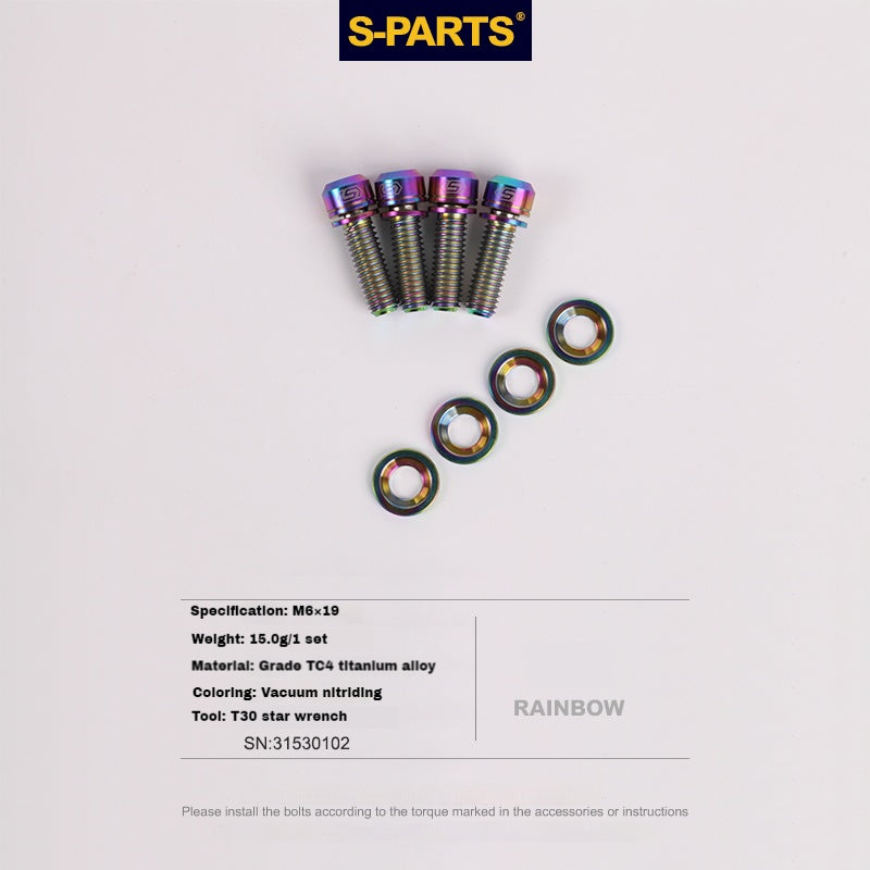 S-PARTS Titanium M6 Step Washer for Hydraulic Disc Brakes — Shimano / SRAM / Magura / Avid / Trickstuff / XT / SLX / XTR / Guide / Code