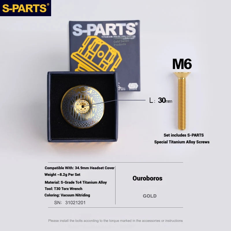 S-PARTS Titanium OD2 34.9mm Laser Headset Cap | CNC Machined | Multiple Designs - Detail 14