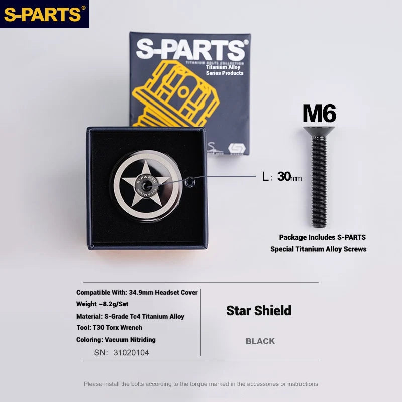 S-PARTS Titanium OD2 34.9mm Laser Headset Cap | CNC Machined | Multiple Designs - Detail 25