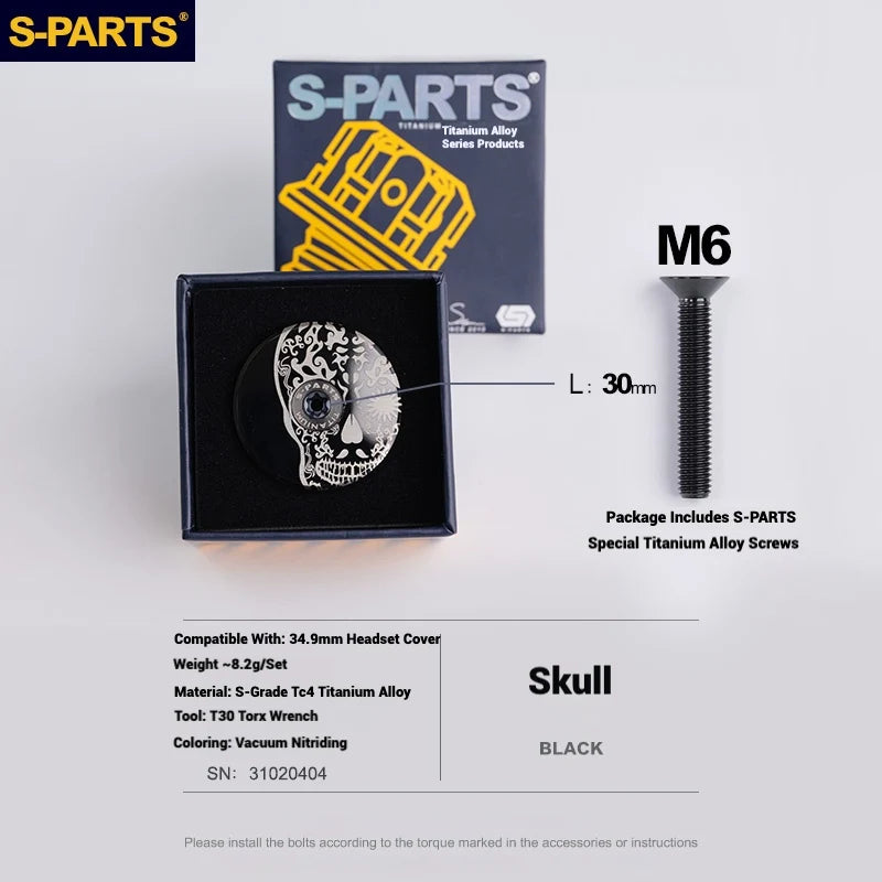 S-PARTS Titanium OD2 34.9mm Laser Headset Cap | CNC Machined | Multiple Designs - Detail 31