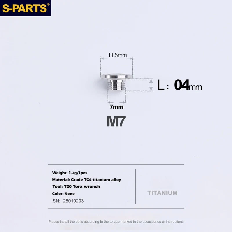 S-PARTS Titanium Oil Port Screw Shimano / SRAM / TRP Brake & Shifter Levers Specifically for Shimano Road Shift Levers 1pcs