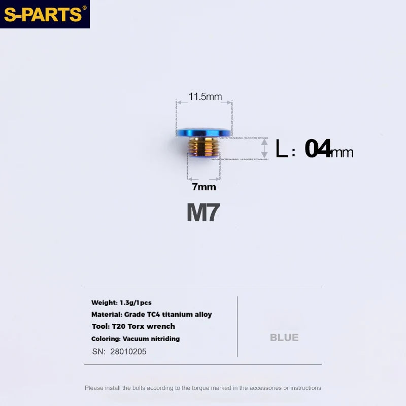 S-PARTS Titanium Oil Port Screw Shimano / SRAM / TRP Brake & Shifter Levers Specifically for Shimano Road Shift Levers 1pcs