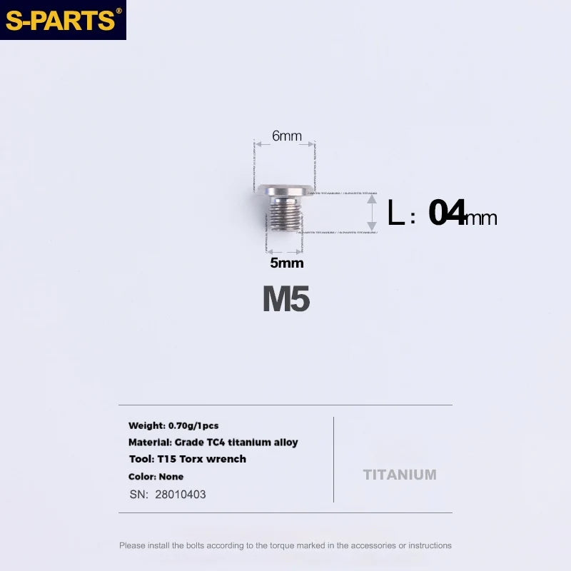S-PARTS Titanium Oil Port Screw Shimano / SRAM / TRP Brake & Shifter Levers Specifically for SRAM Mountain Brake Levers 1pcs