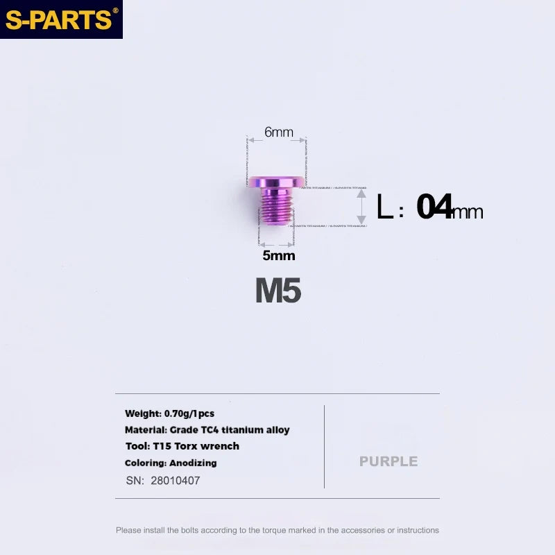 S-PARTS Titanium Oil Port Screw Shimano / SRAM / TRP Brake & Shifter Levers Specifically for SRAM Mountain Brake Levers 1pcs