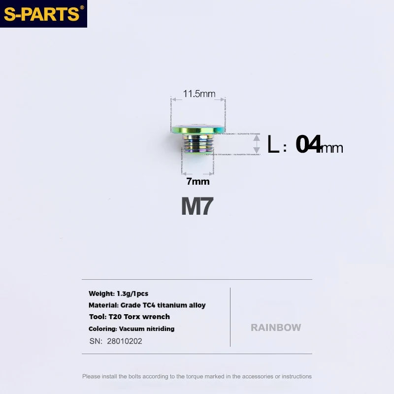 S-PARTS Titanium Oil Port Screws Shimano SRAM TRP Specifically for Shimano Road Shift Levers 1pcs Rainbow
