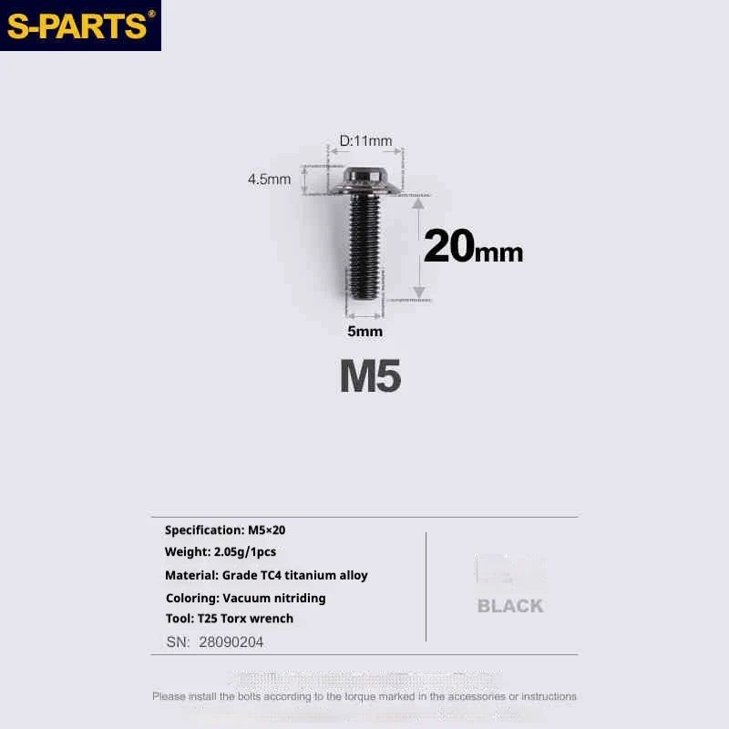 S-PARTS Titanium Road Disc Brake Adapter Mount Bolt Shimano R9270/R8150/R7170 & SRAM RED/FORCE/Rival Flat Mount Clamp Set