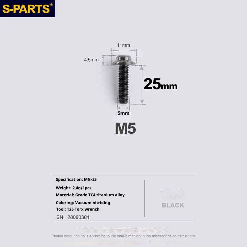 S-PARTS Titanium Road Disc Brake Adapter Mount Bolt Shimano R9270/R8150/R7170 & SRAM RED/FORCE/Rival Flat Mount Clamp Set