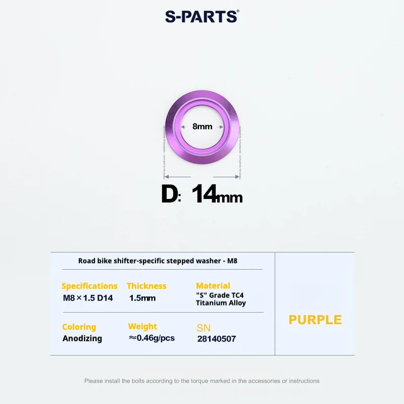 S-PARTS Titanium Road Shifter Clamp Bolt & Nut Set Shimano / SRAM Purple