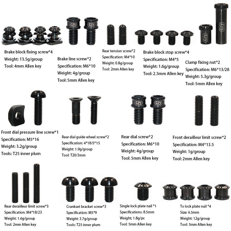 S-PARTS Titanium Screws for SRAM RED / Force / Rival 22-Speed Road Bike Systems