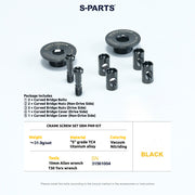 S-PARTS Titanium Screws to fit SRM PM9 Titanium Crank Covers for drive and non-drive sides.