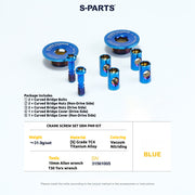 S-PARTS Titanium Screws to fit SRM PM9 Titanium Crank Covers for drive and non-drive sides.