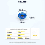 S-PARTS Titanium Screws to fit SRM PM9 Titanium Crank Covers for drive and non-drive sides.