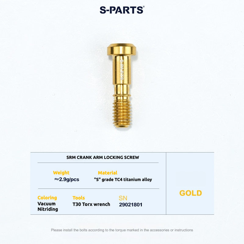 S-PARTS Titanium Screws to fit SRM PM9 Titanium Crank Covers for drive and non-drive sides.