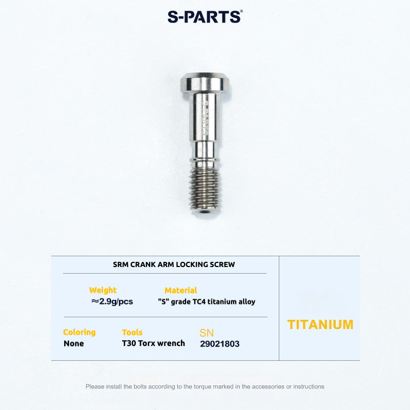 S-PARTS Titanium Screws to fit SRM PM9 Titanium Crank Covers for drive and non-drive sides.