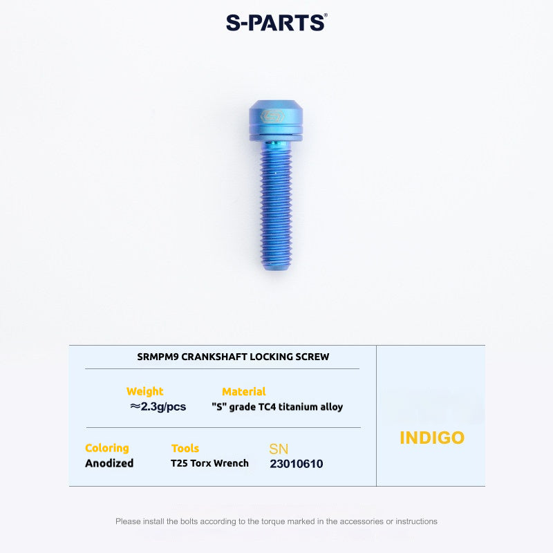 S-PARTS Titanium Screws to fit SRM PM9 Titanium Crank Covers for drive and non-drive sides.