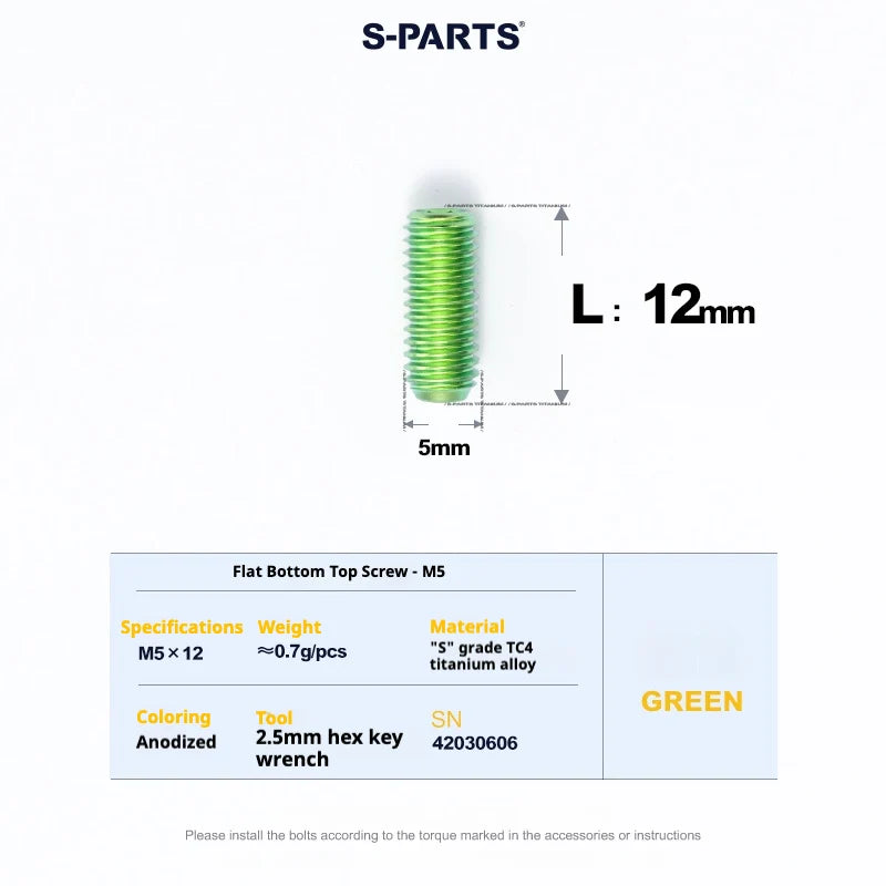 S-PARTS Titanium Set Screw M5×12