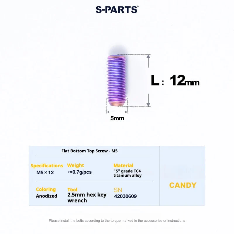 S-PARTS Titanium Set Screw M5×12