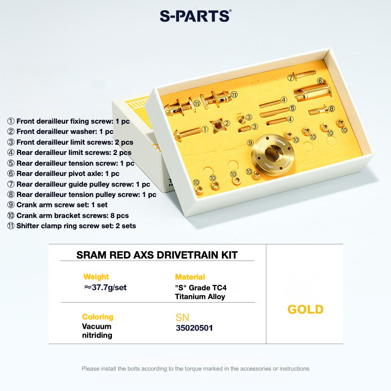 S-PARTS Titanium Drivetrain Hardware for SRAM RED AXS E1 Compatible