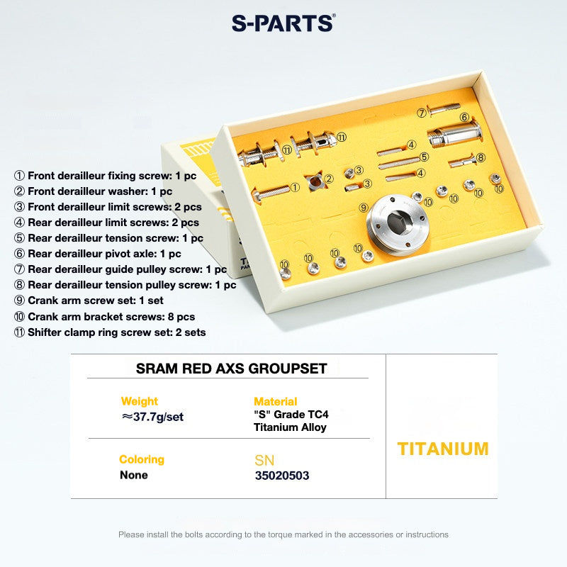 S-PARTS Titanium Drivetrain Hardware for SRAM RED AXS E1 Compatible