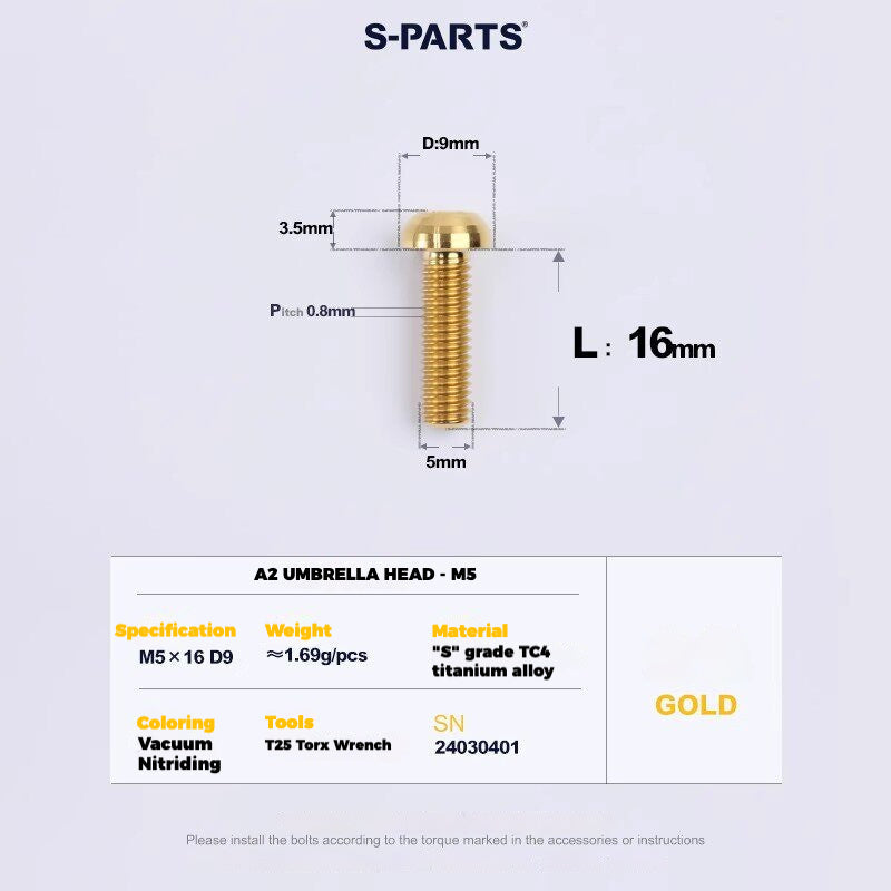 S-PARTS Titanium Drivetrain Hardware for SRAM RED AXS E1 Compatible