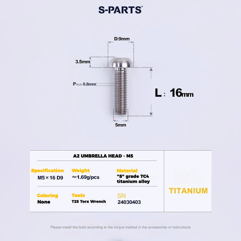 S-PARTS Titanium Drivetrain Hardware for SRAM RED AXS E1 Compatible