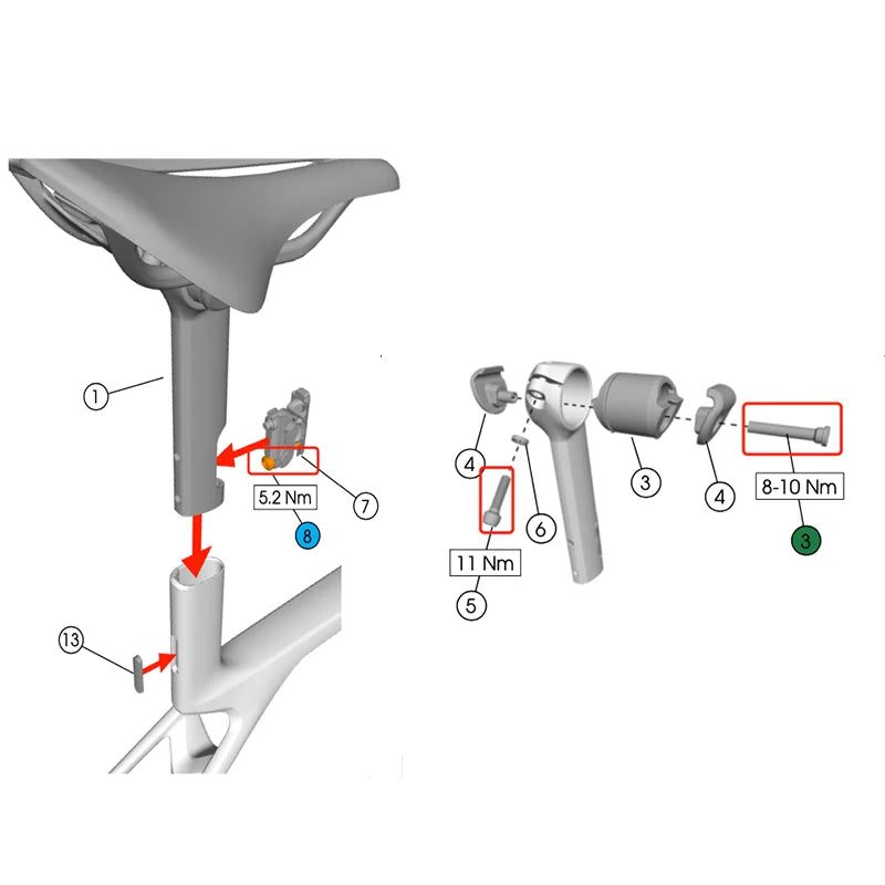 S-PARTS Titanium Upgrade Kit for Trek Madone SL / SLR Gen 8 | RCS Pro / RCS Race Headset | Shimano Dura-Ace / SRAM RED AXS / R9270 R9250 Di2 / Force Project BLACK LTD / SD Worx - Detail 9