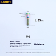 S-PARTS Trek M6 Titanium Seatpost Clamp Tightening Bolt — L33 / L35 M6 L33 D12 Rainbow