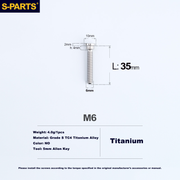 S-PARTS Trek M6 Titanium Seatpost Clamp Tightening Bolt — L33 / L35 M6 L35 D10