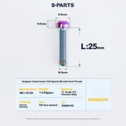 S-PARTS Trek Madone M5 Reverse-Thread Seatpost Clamp Screw — 1pc Rainbow