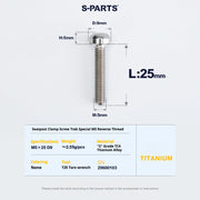 S-PARTS Trek Madone M5 Reverse-Thread Seatpost Clamp Screw — 1pc Titanium