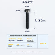 S-PARTS Trek Madone M5 Reverse-Thread Seatpost Clamp Screw — 1pc Black