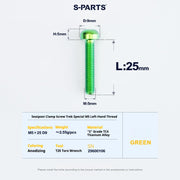 S-PARTS Trek Madone M5 Reverse-Thread Seatpost Clamp Screw — 1pc Green