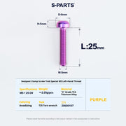 S-PARTS Trek Madone M5 Reverse-Thread Seatpost Clamp Screw — 1pc Purple