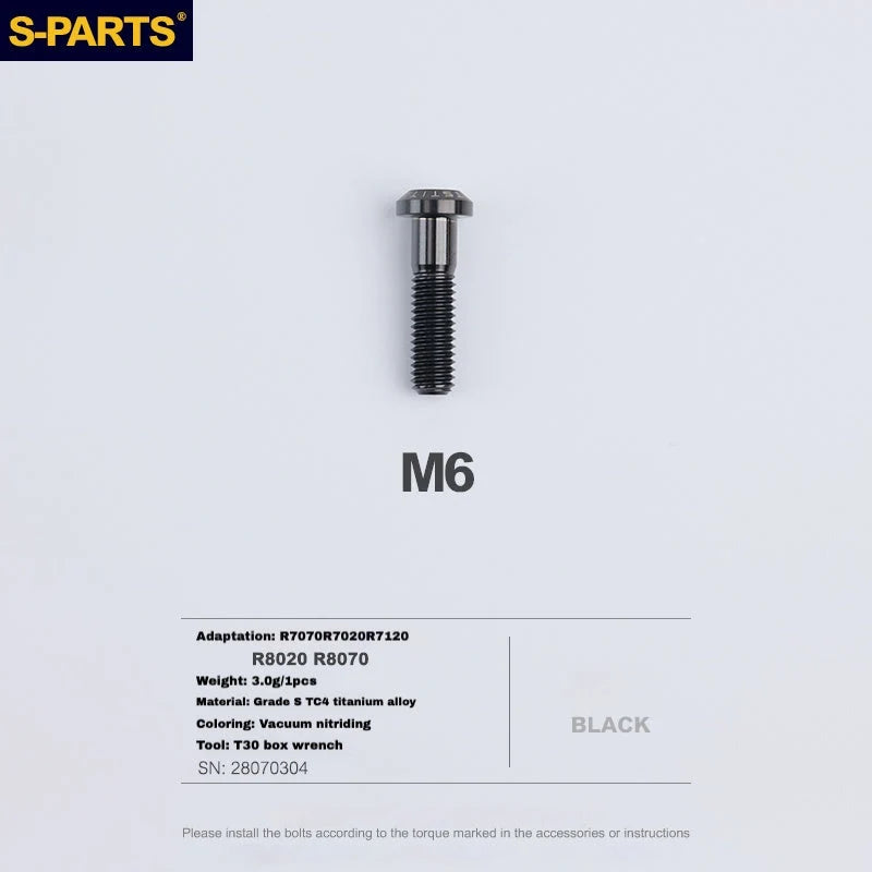 S-PARTS TRP DHR EVO Titanium Disc Brake Bolt Kit Caliper Body Bolt – 1pcs Black