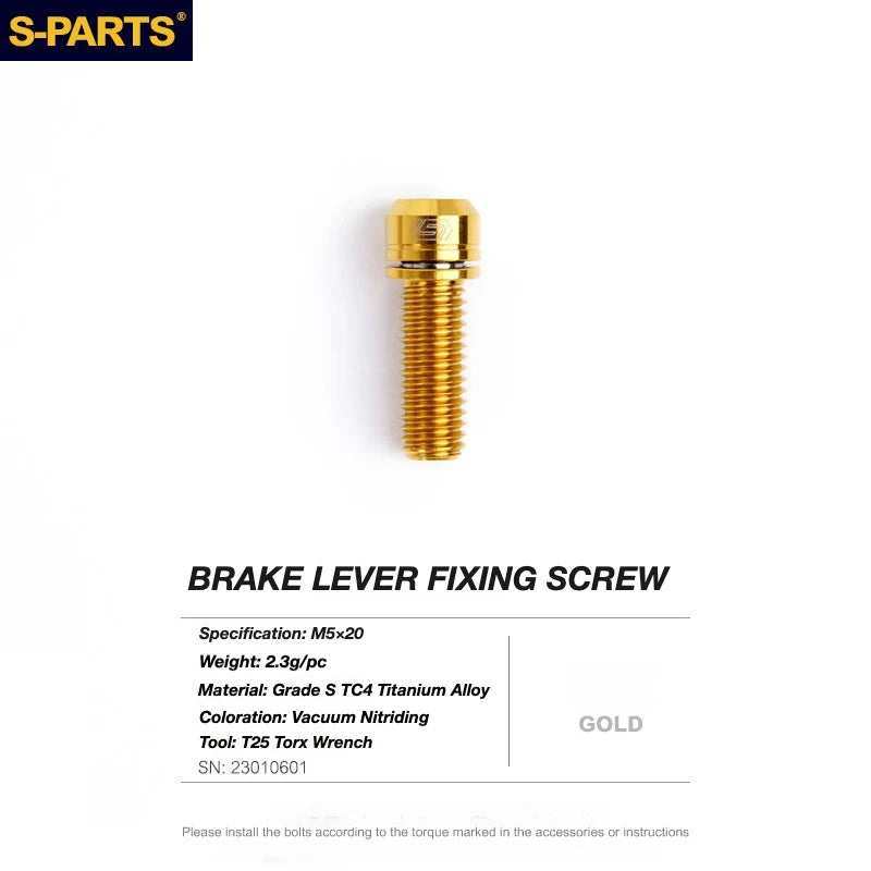S-PARTS TRP DHR EVO Titanium Disc Brake Bolt Kit Brake Lever Clamp Bolt – 1pcs Gold
