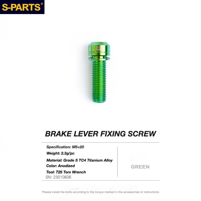 S-PARTS TRP DHR EVO Titanium Disc Brake Bolt Kit Brake Lever Clamp Bolt – 1pcs Green