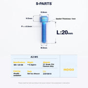 S-PARTS TRP DHR EVO Titanium Disc Brake Bolt Kit Brake Lever Clamp Bolt – 1pcs Indigo