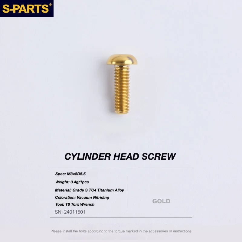 S-PARTS TRP DHR EVO Titanium Disc Brake Bolt Kit Reservoir Cap Bolt – 1pcs Gold
