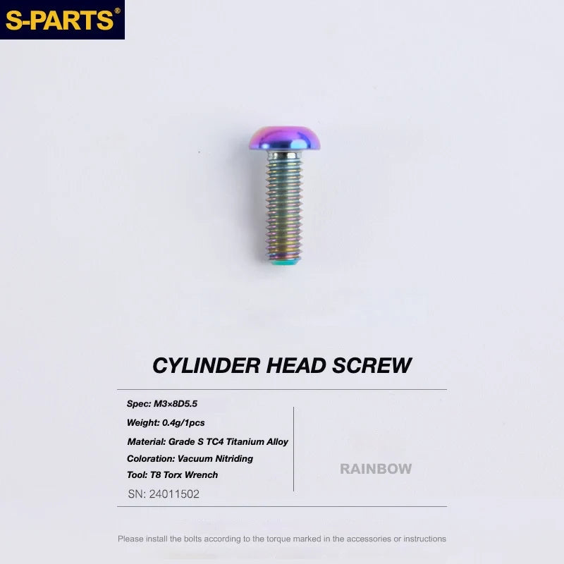 S-PARTS TRP DHR EVO Titanium Disc Brake Bolt Kit Reservoir Cap Bolt – 1pcs Rainbow