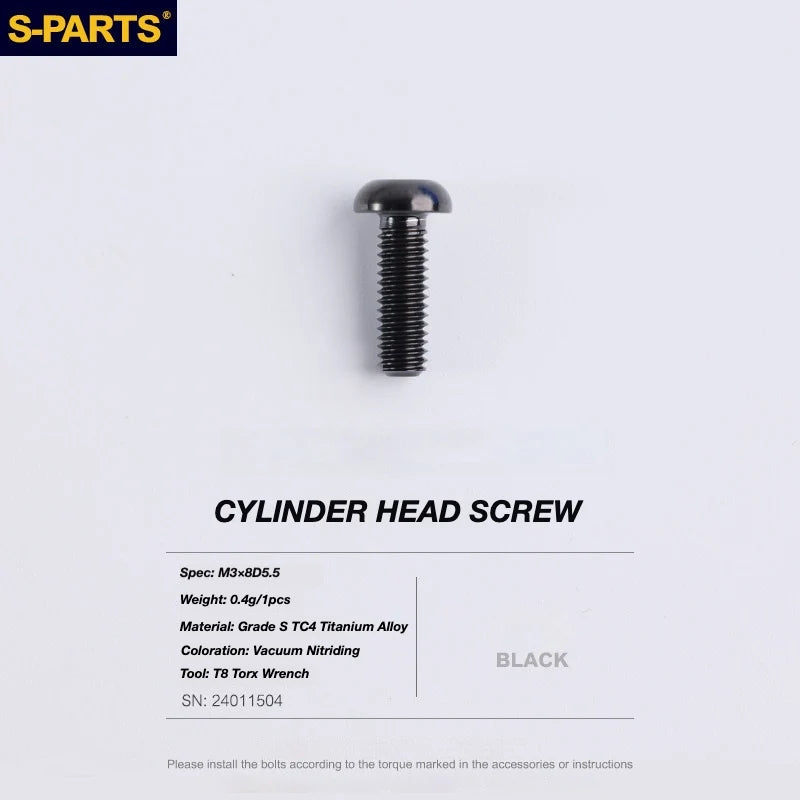 S-PARTS TRP DHR EVO Titanium Disc Brake Bolt Kit Reservoir Cap Bolt – 1pcs Black