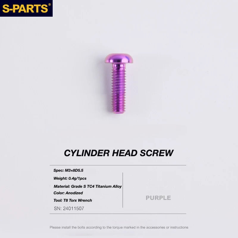 S-PARTS TRP DHR EVO Titanium Disc Brake Bolt Kit Reservoir Cap Bolt – 1pcs Purple