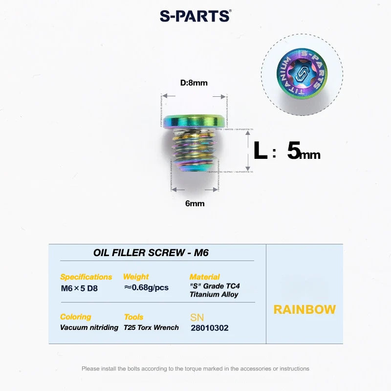 S-PARTS TRP DHR EVO Titanium Disc Brake Bolt Kit Bleed Port Screw – 1pcs Rainbow