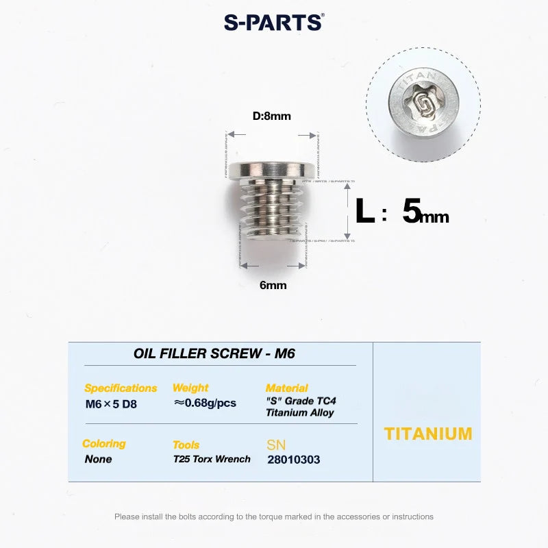 S-PARTS TRP DHR EVO Titanium Disc Brake Bolt Kit Bleed Port Screw – 1pcs