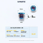 S-PARTS TRP DHR EVO Titanium Disc Brake Bolt Kit Bleed Port Screw – 1pcs Blue