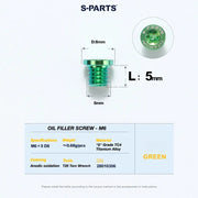 S-PARTS TRP DHR EVO Titanium Disc Brake Bolt Kit Bleed Port Screw – 1pcs Green